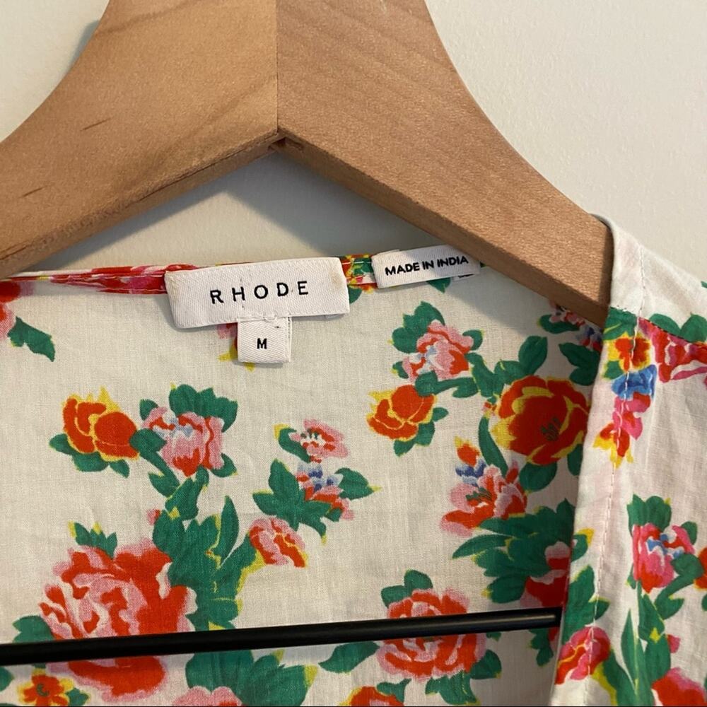 Rhode Resort White Pink Red Floral Dazzle Elodie Crop Blouse Top Medium M - Picture 3 of 15